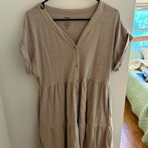 Sonoma Taupe Button-Front Women's Dress